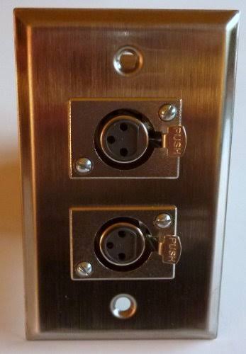 Philmore Stainless Steel Wall Plate with Dual 3-Pin Female Microphone