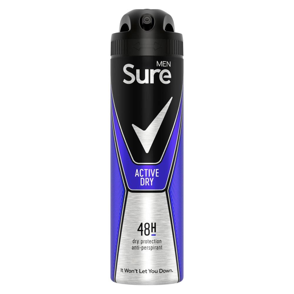 Sure Men Active Dry Anti Perspirant Deodorant Aerosol - 150ml
