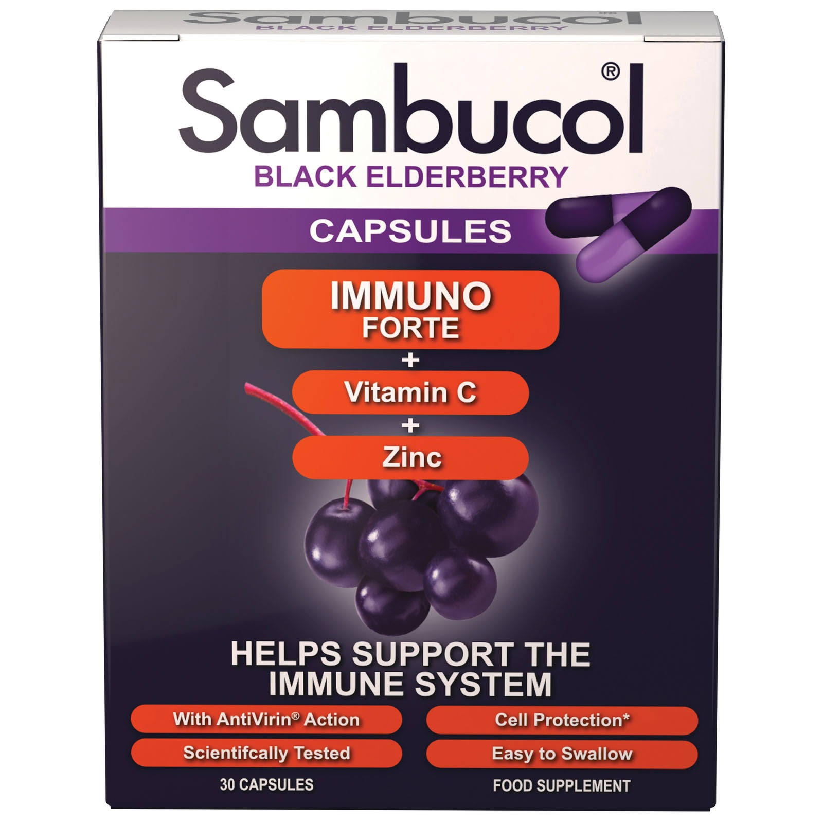 Sambucol Immuno Forte Supplement - Black Elderberry, 30ct