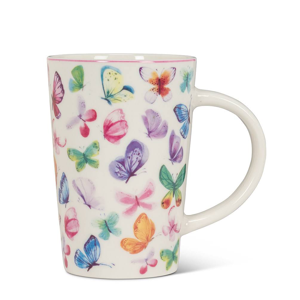 Abbott Collections AB-27-BUTTERFLY-MUG 5 in. Butterfly Print Mug White & Multi Color