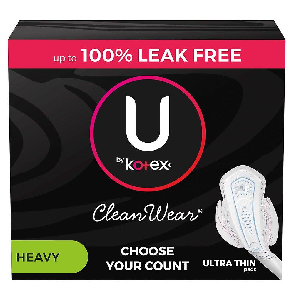 U by Kotex CleanWear Ultra Thin Feminine Pads with Wings, Heavy Absorb