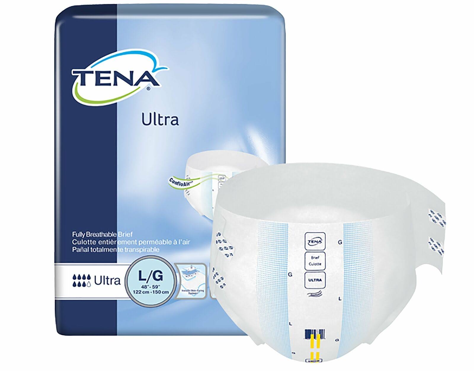 Adult Incontinent Brief Tena Ultra Tab Closure Large Disposable Heavy Absorbency, White