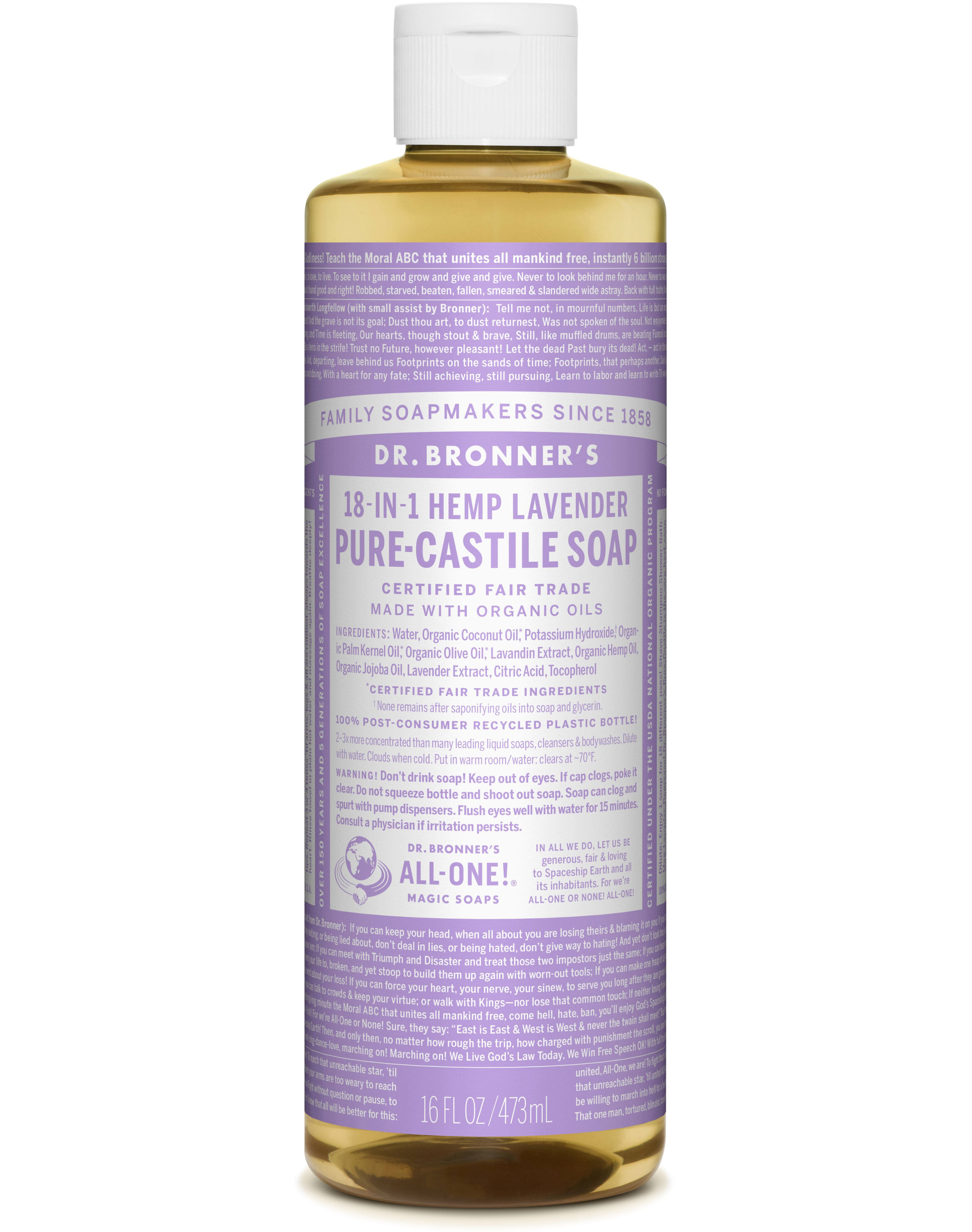 Dr. Bronner's Fair Trade & Organic Castile Liquid Soap - Lavender