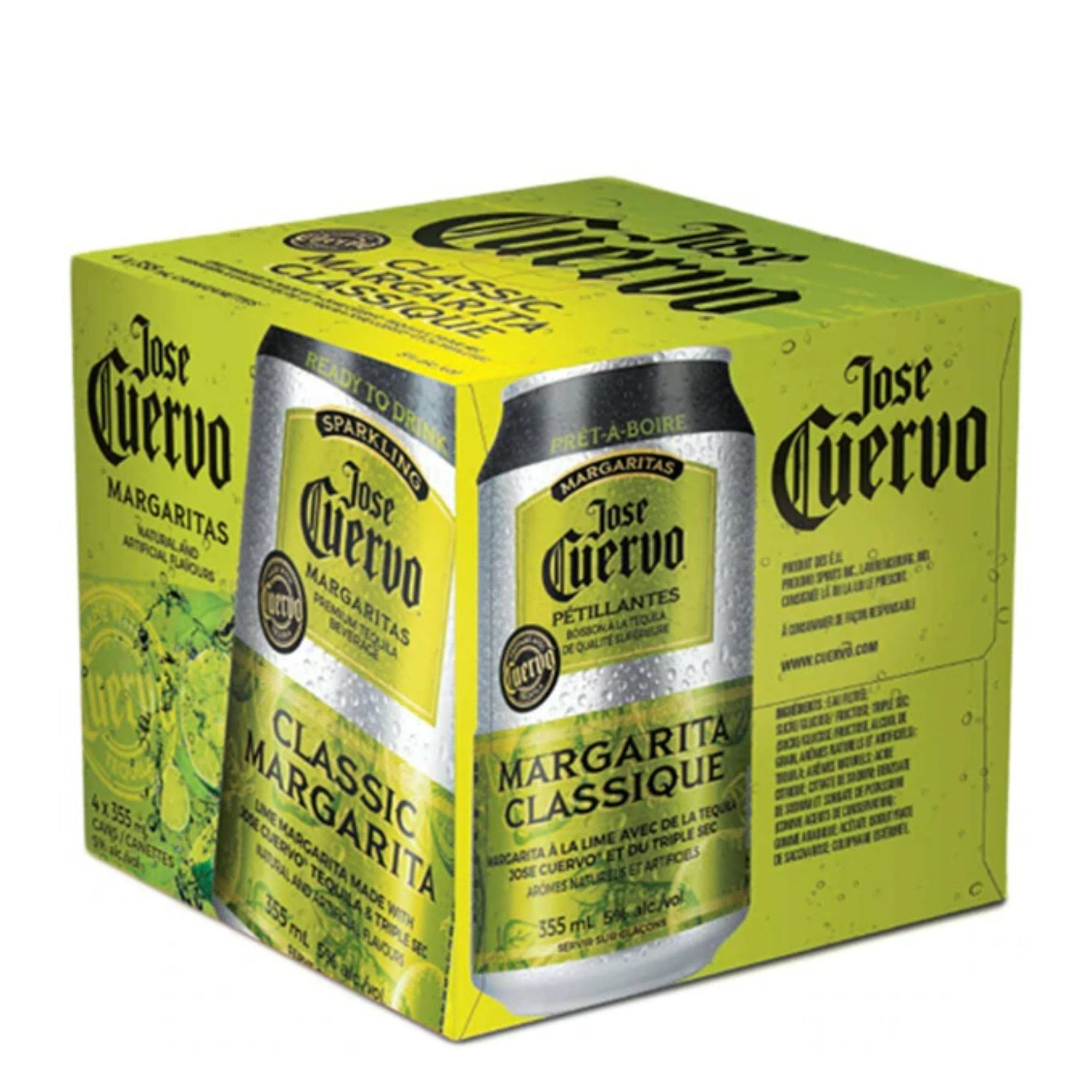 Jose Cuervo Margaritas, Sparkling - 4 pack, 6.8 fl oz cans
