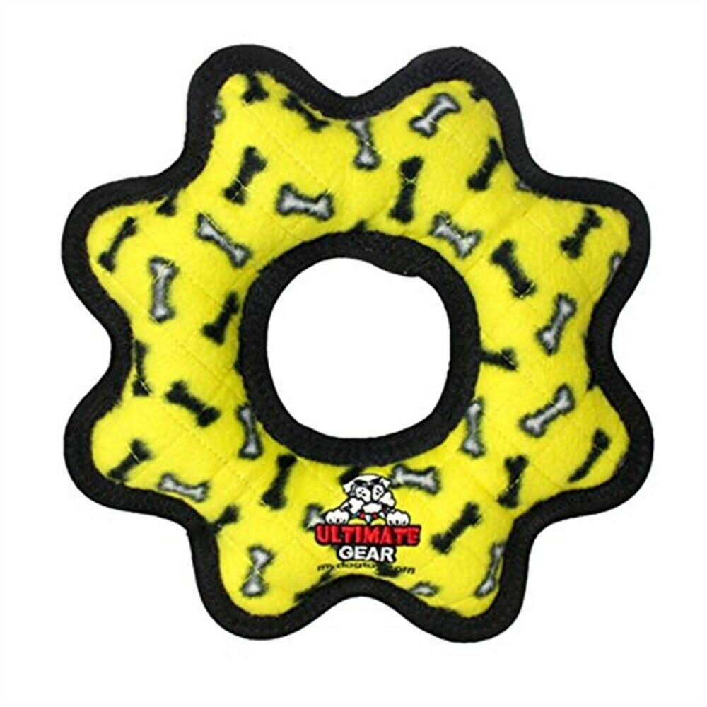 Tuffy's Ultimate Gear Ring Dog Toy - Yellow, Bones