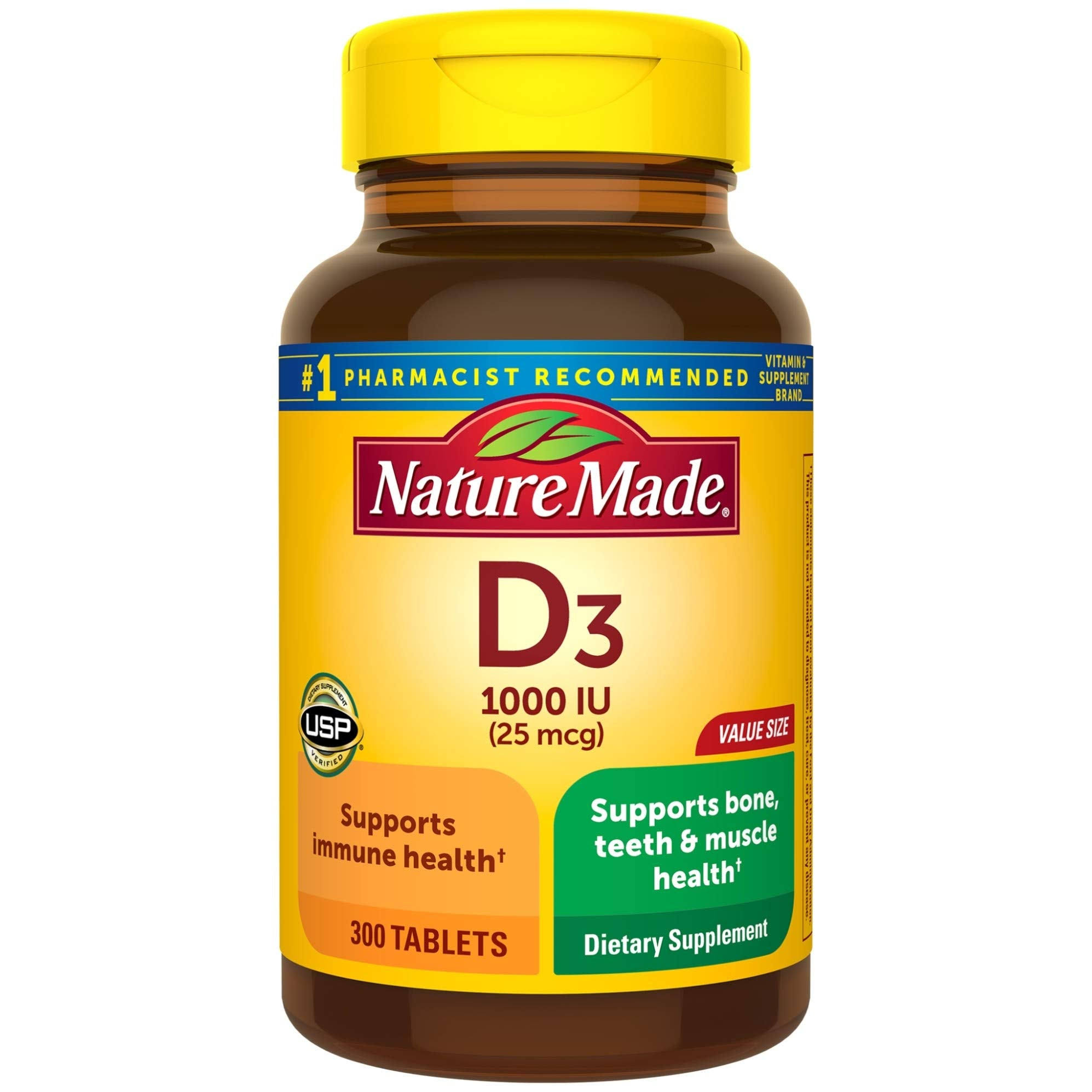 Nature Made Vitamin D3 1000 IU Dietary Supplement - 300 Tablets