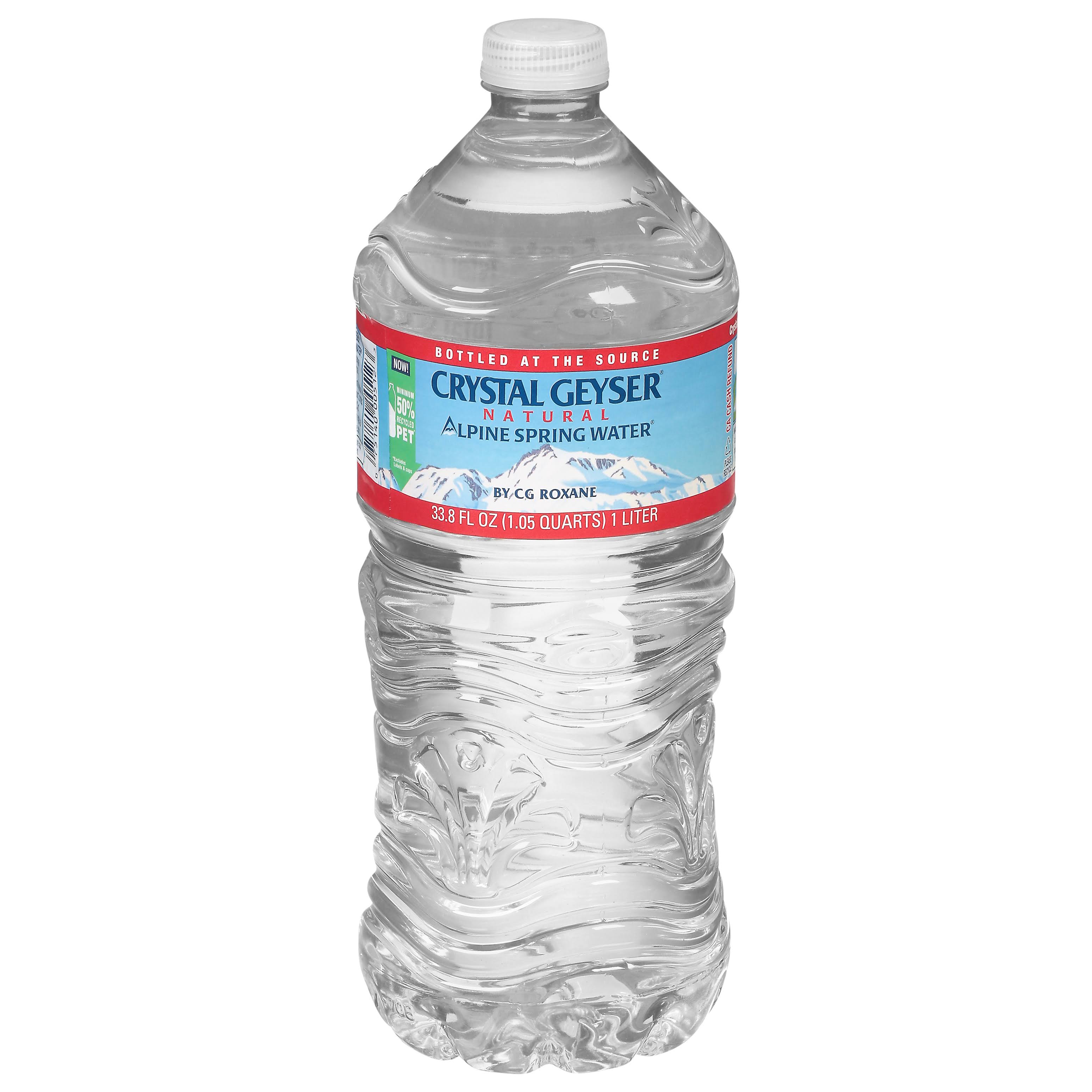 Crystal Geyser Alpine Spring, 33.8 oz (1 Liter) Bottles, Pack of 15