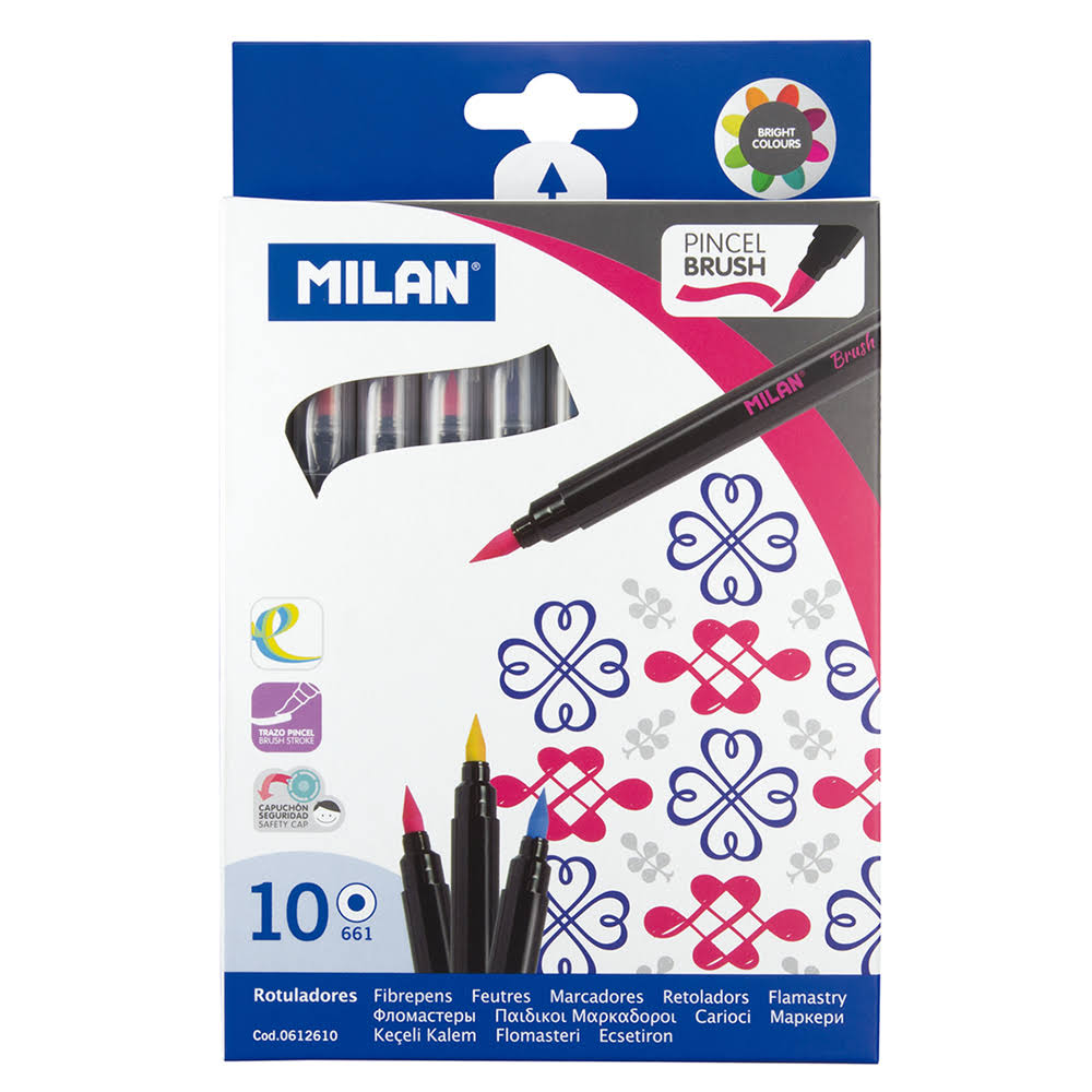 Milan Brush Markers Top Box - 10 Colours