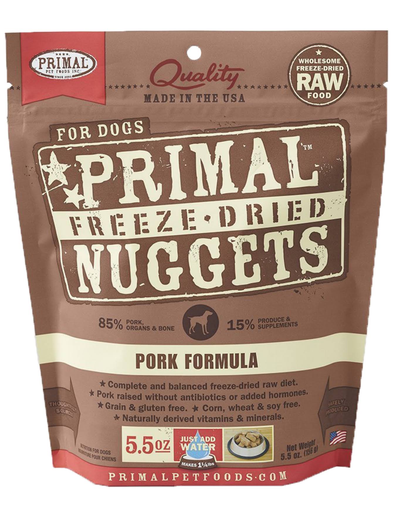 Primal Dog Food Freeze Dried Nuggets - Pork Formula, 5.5oz