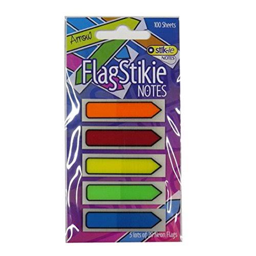 Fluorescent Flag Stickie Notes - Arrow Shape, Pack of 100, by Stik-ie Notes