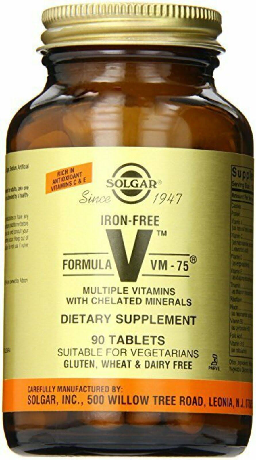 Solgar Formula VM-75 Iron Free Supplement - 90 Tablets