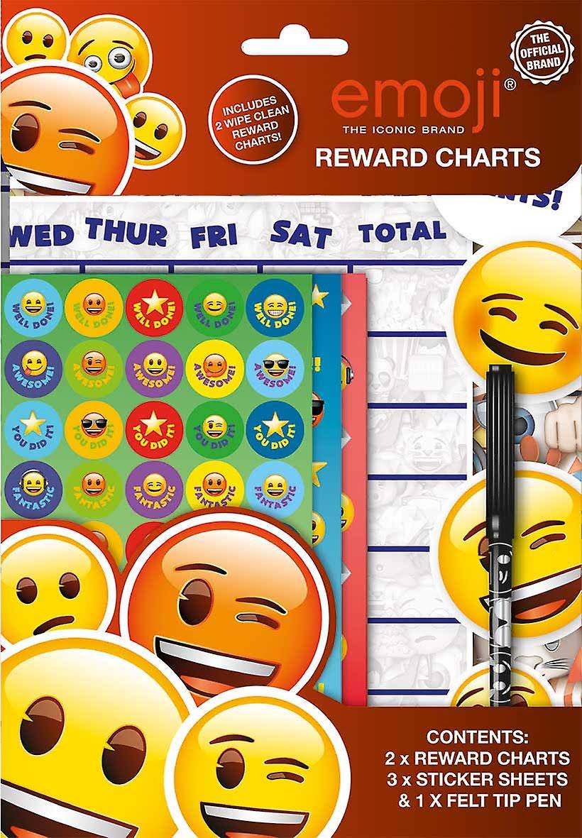 2 Emoji Unicorn Themed Wipe-Clean Childrens Reward Charts with Stickers & Pen 