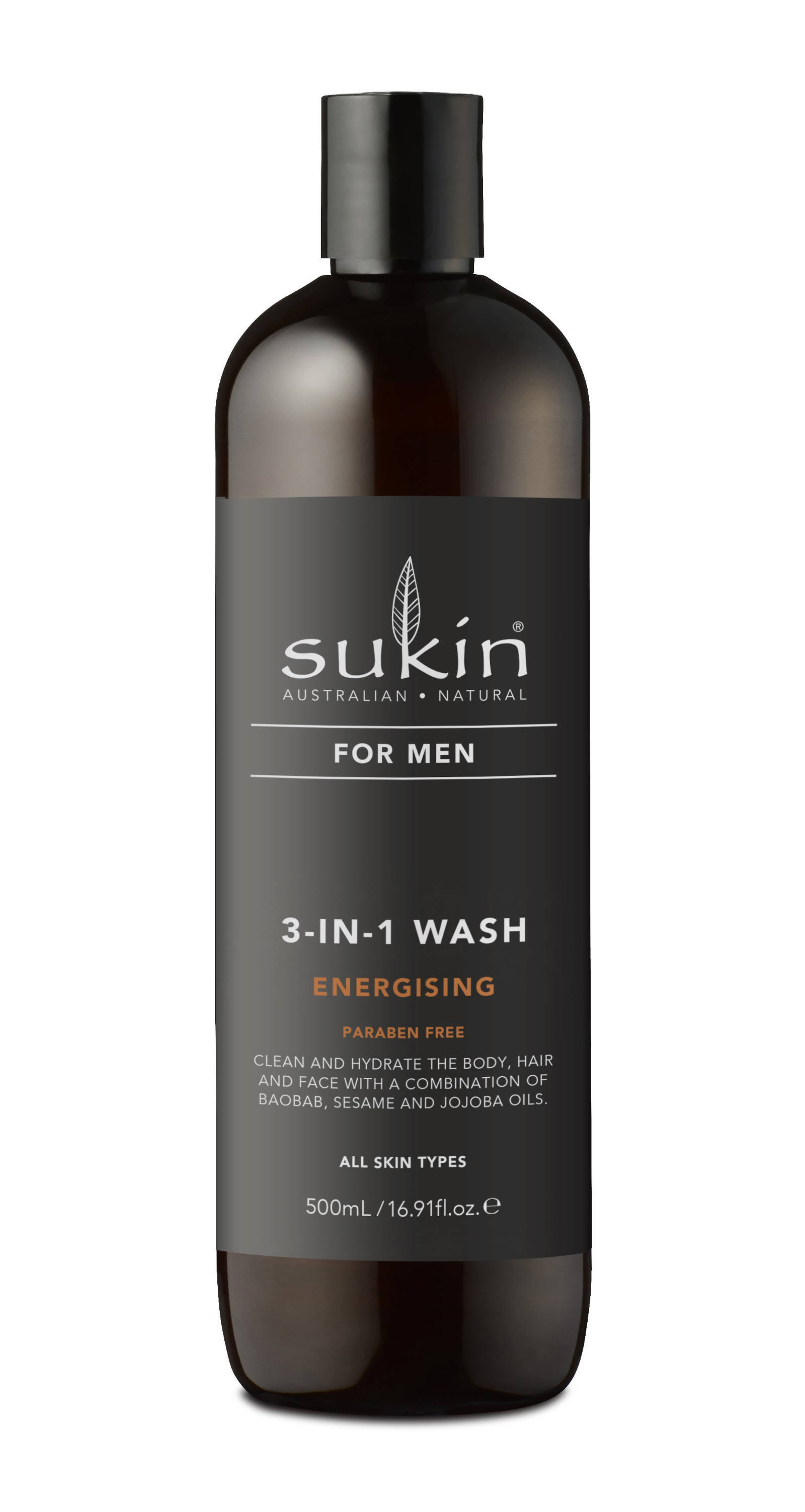 Sukin For Men 3-in-1 Wash Energising 500ml