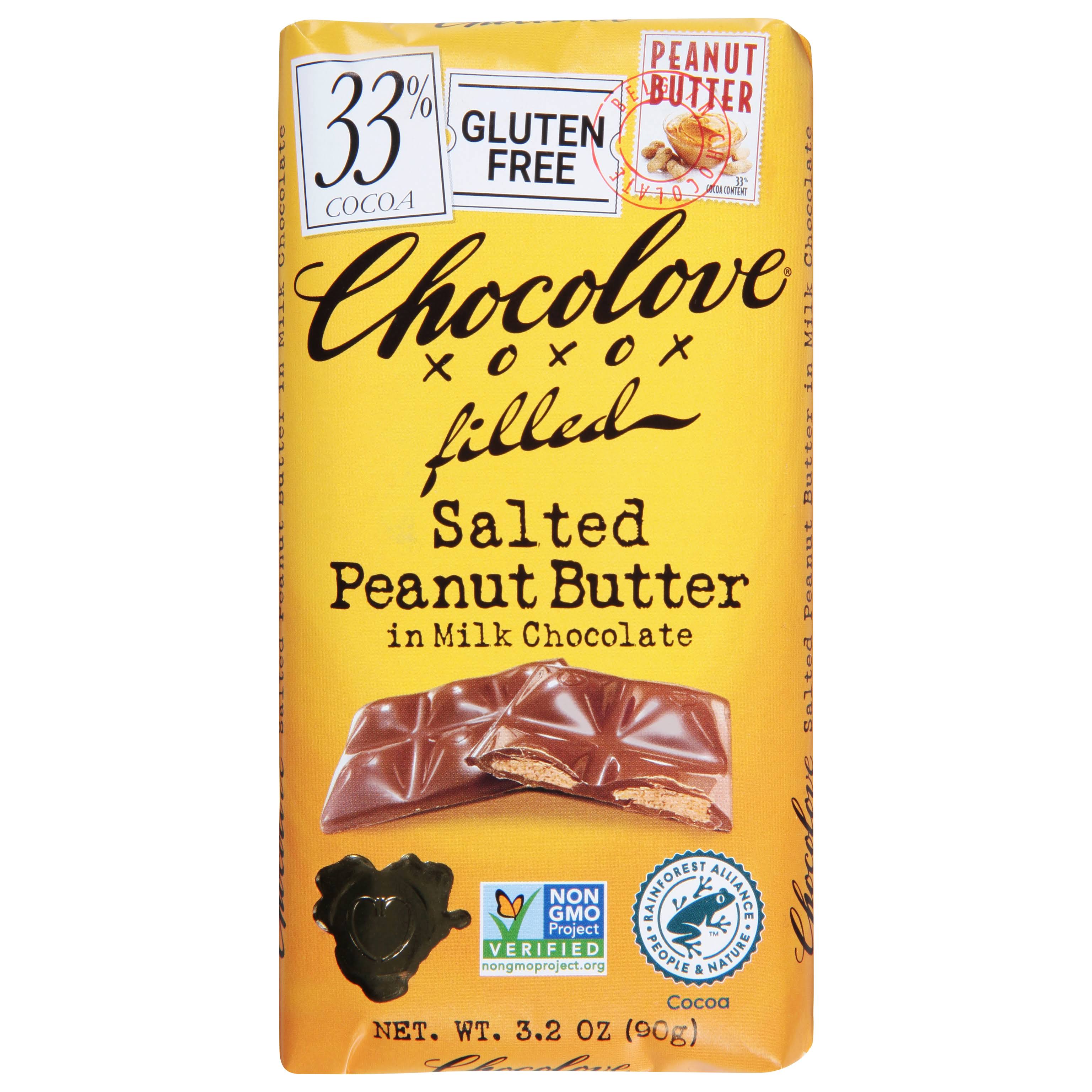 Chocolove Salted Peanut Butter in Milk Chocolate 33% Cocoa 3.2 oz (90 g )