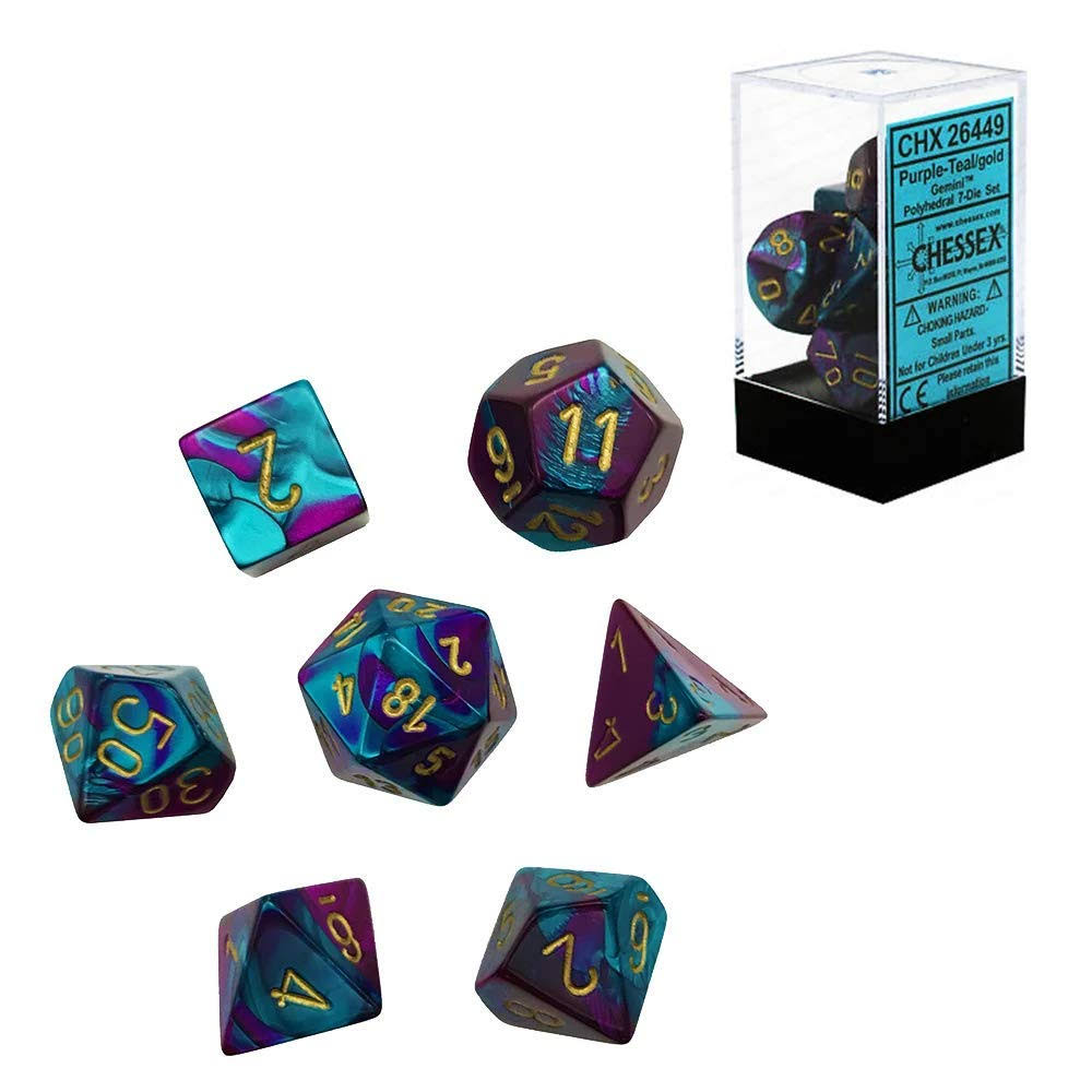 Poly Sets Chessex Dice - Purple-Teal Gold, x7