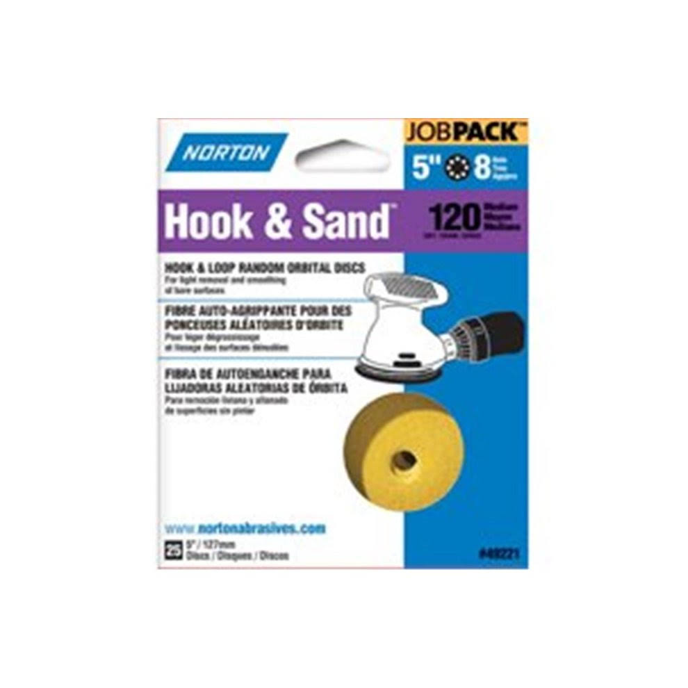 Norton 49221 5 in. Hook & Sand Disc 8 Hole 120 Grit