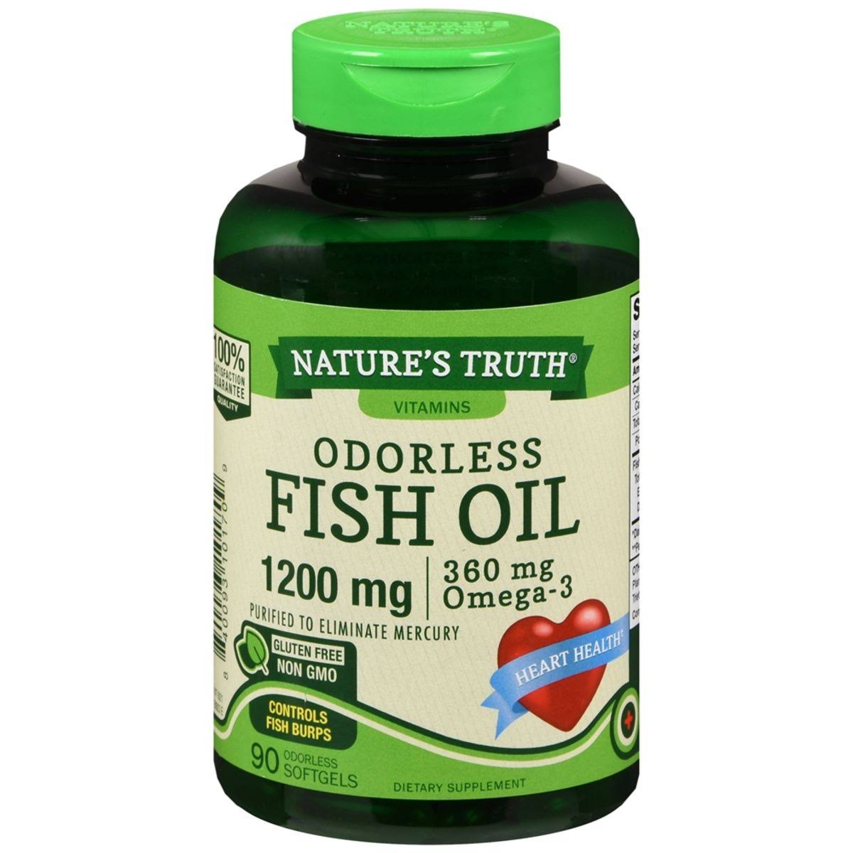 Nature's Truth Fish Oil Capsules - 90ct, 1200 mg, Odorless, Lemon