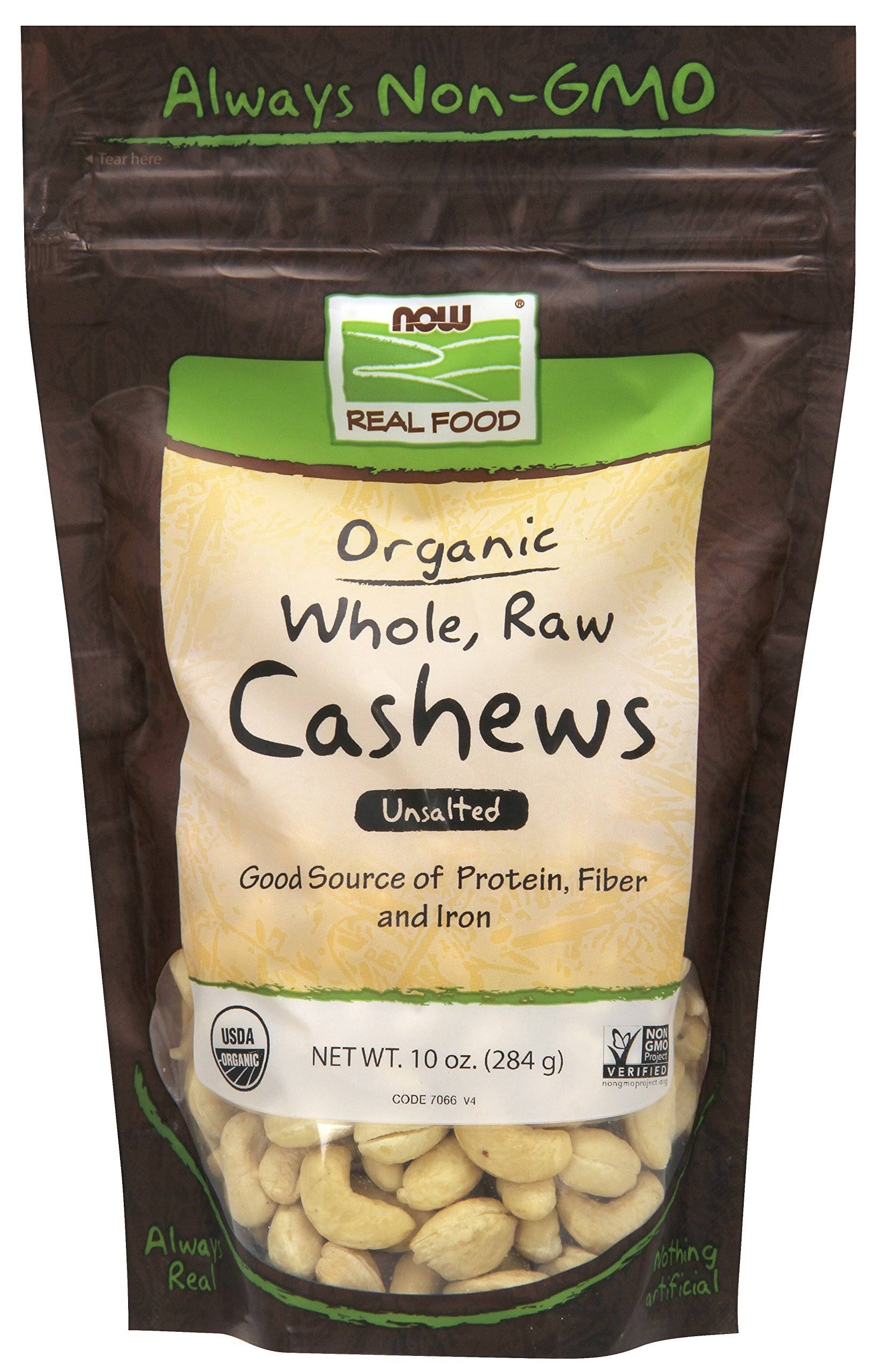 Now Foods Real Food Organic Whole Raw Cashews - Unsalted, 10oz