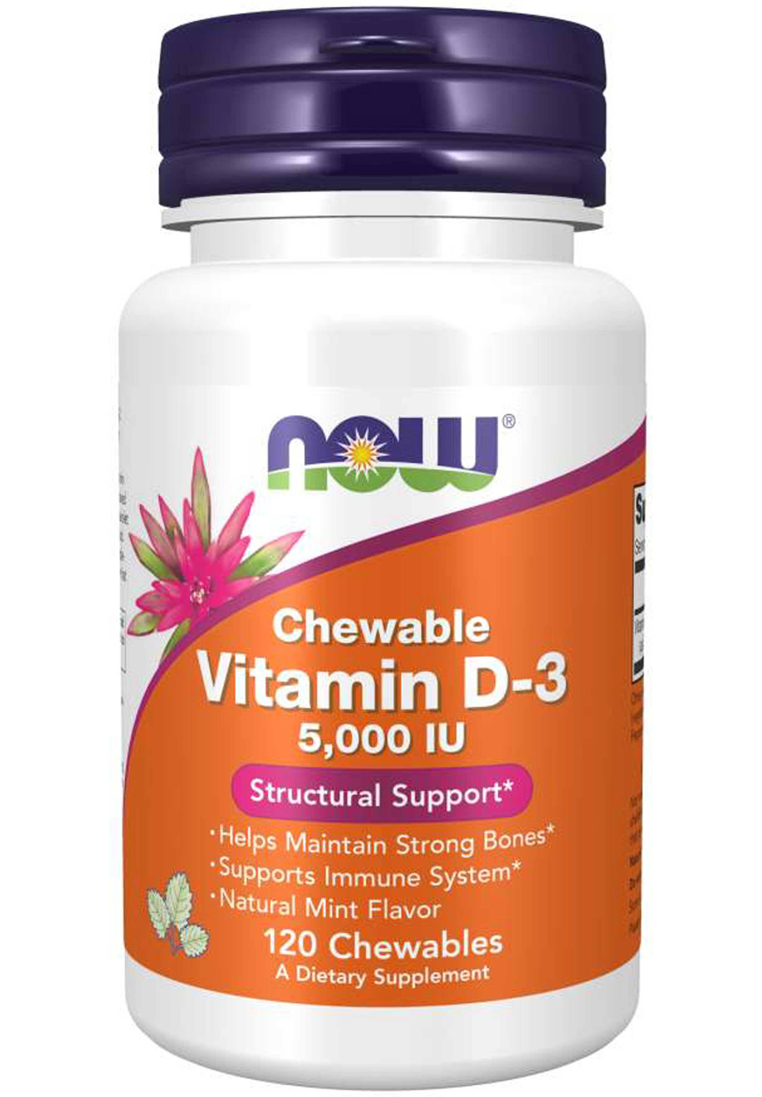 Now Foods Vitamin D-3 5000 IU Dietary Supplement - 120 Chewables