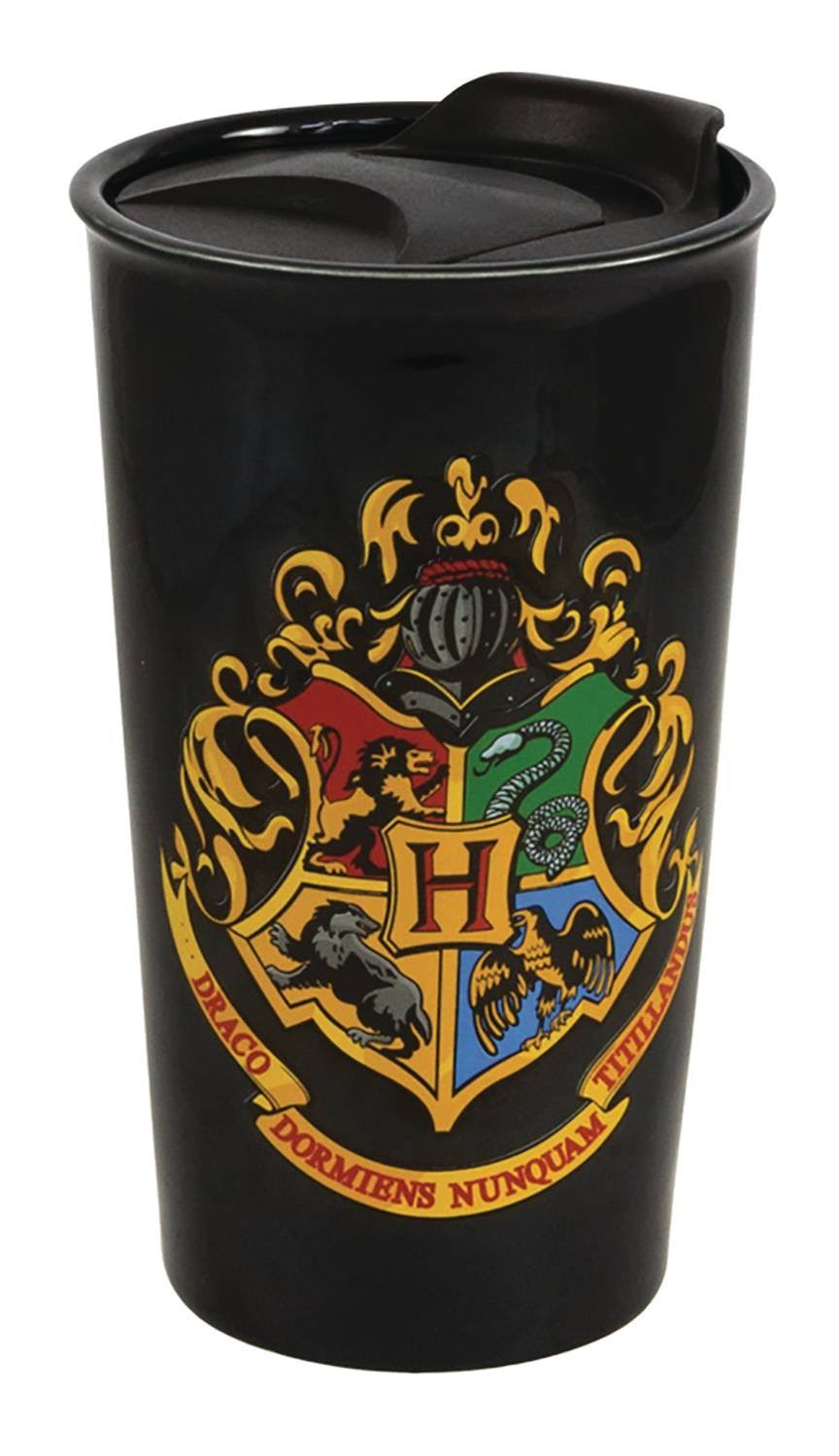 Harry Potter Ceramic Black Travel Mug - for Coffee and Tea, 13.5oz