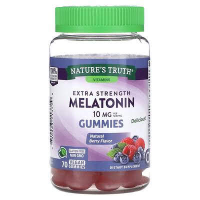 Nature's Truth, Melatonin, Extra Strength, Natural Berry, 5 mg, 70 Vegan Gummies