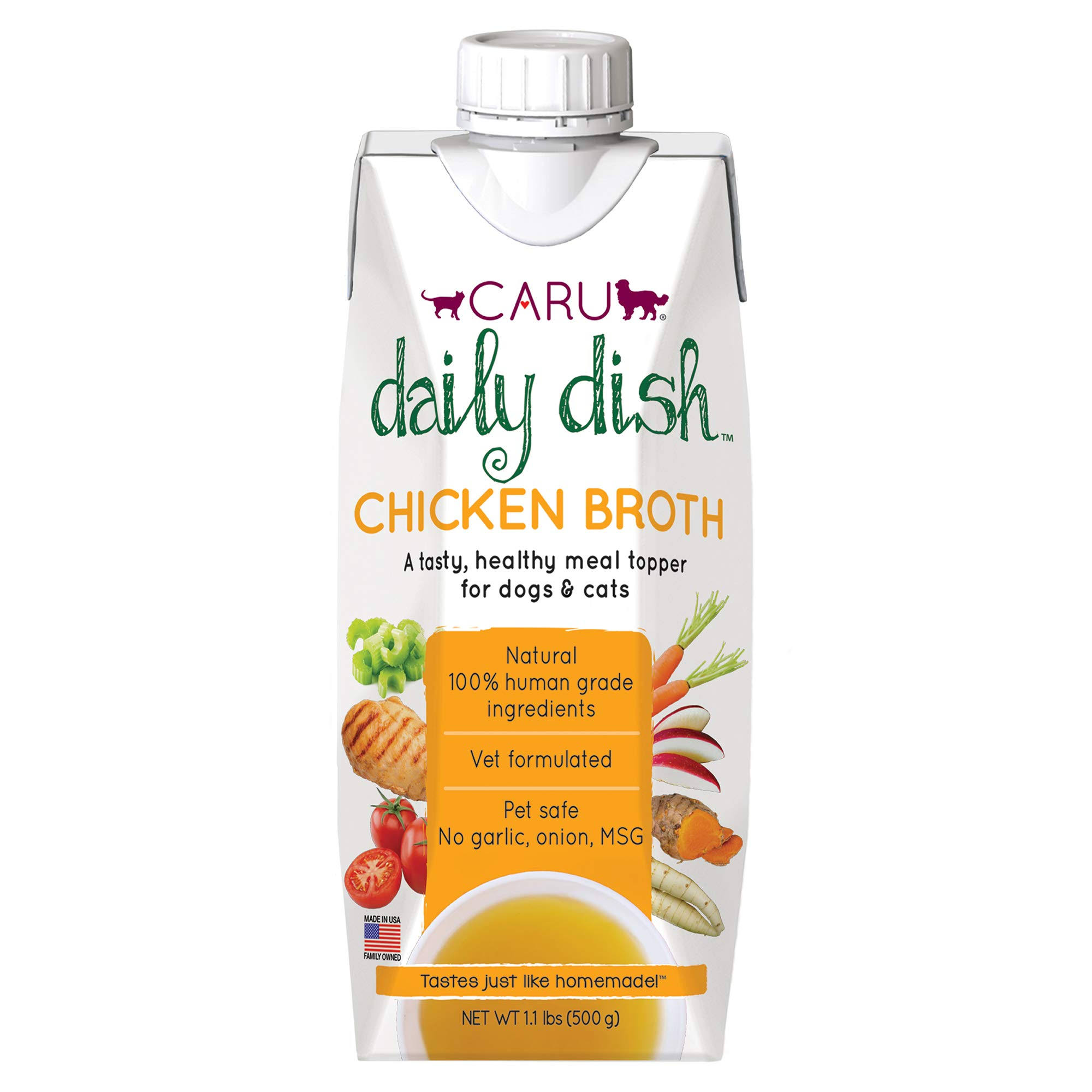Caru Pet Food Daily Dish Chicken Broth for Dogs and Cats