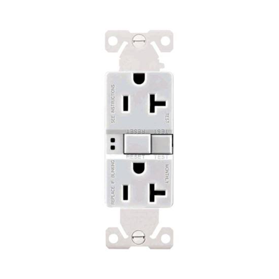 Eaton GFCI Self-Test Duplex Receptacle with Standard Wallplate - White, 20A, 125V