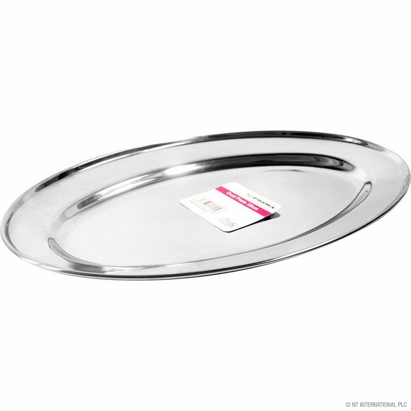Stainless Steel Oval Rice Tray Plate Serving Dish 35cm Meat Buffet Kitchen UK