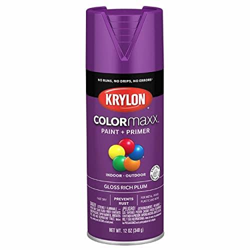Krylon K05536007 COLORmaxx Spray Paint and Primer for Indoor/Outdoor Use, Gloss Rich Plum