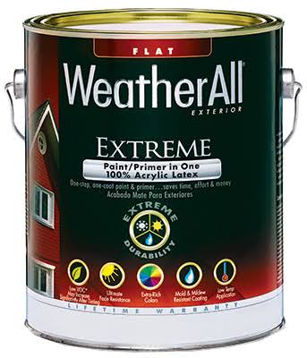 Premium Weatherall Extreme Exterior Paint/Primer in One, Waef-9, Flat, White, Gallon, 4 Pk, True Value, WAEF9-GL