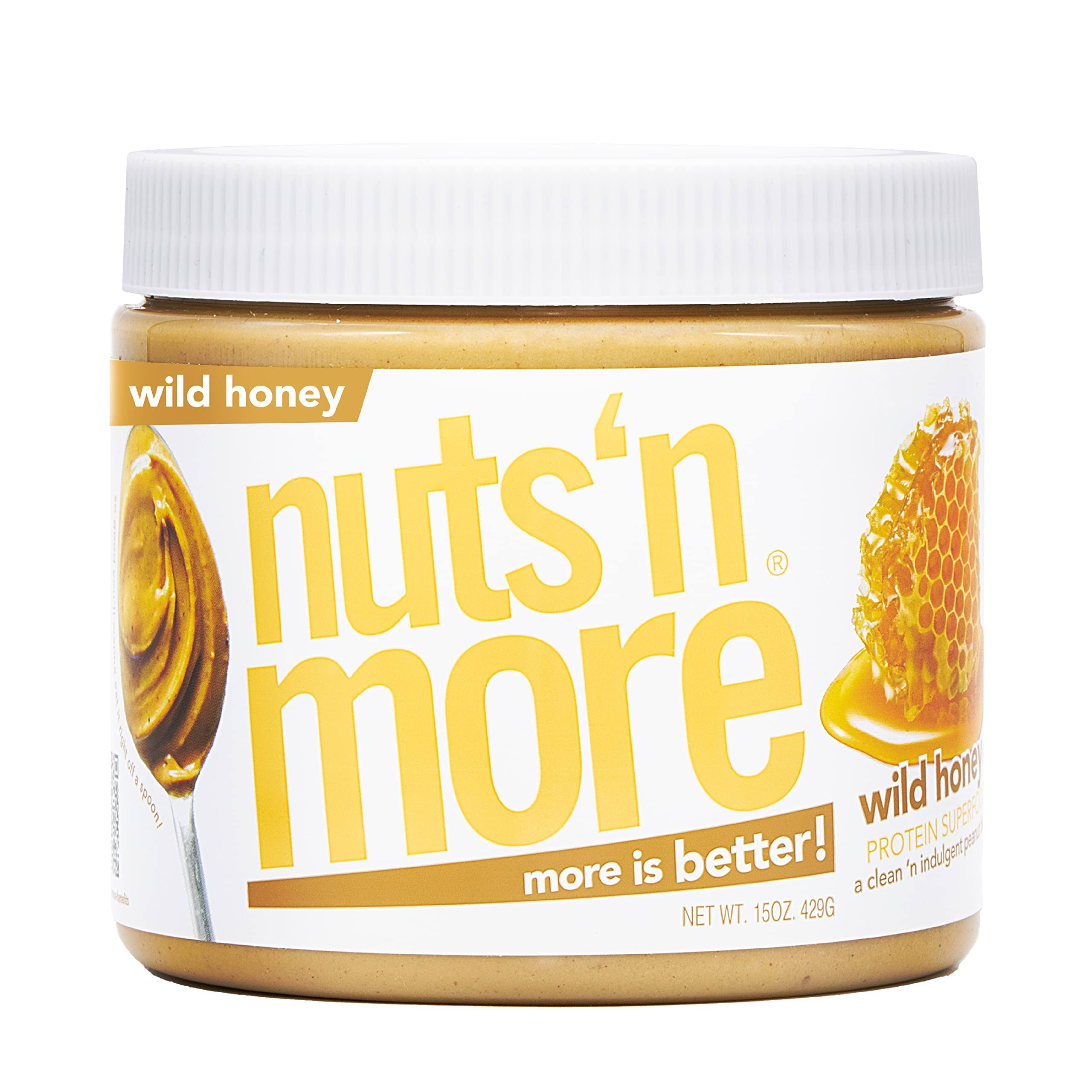 Nuts ‘N More Wild Honey Peanut Butter Spread, All Natural Keto Snack, Low Carb, Low Sugar, Gluten Free, Non-GMO, High Protein Flavored Nut Butter (15