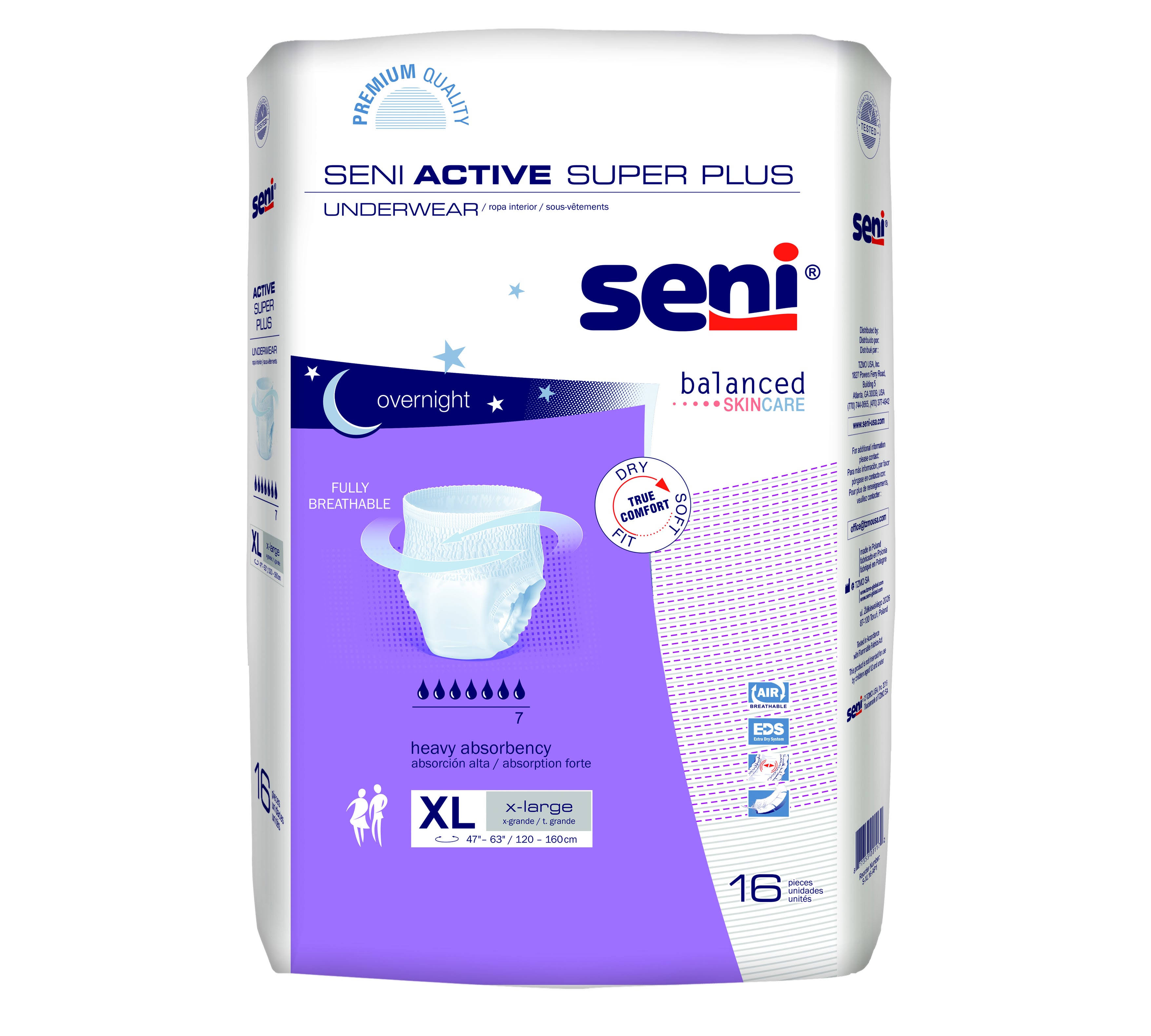 Seni Active Super Plus Absorbent Underwear, X-Large, Pack-16