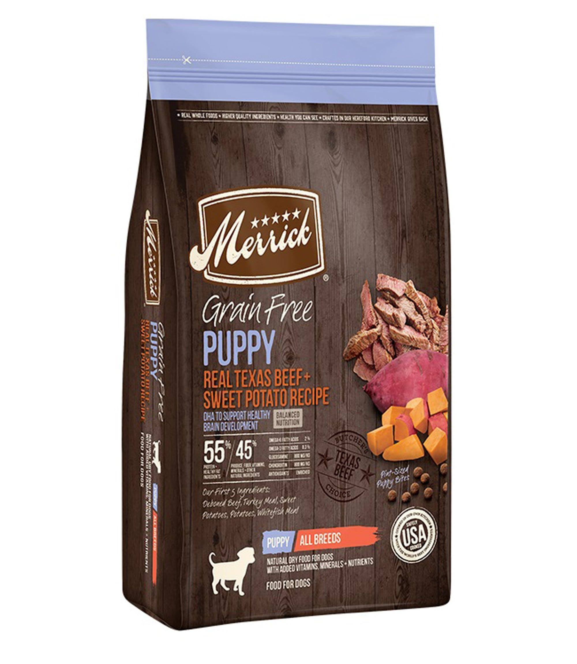 Merrick Grain Free Real Texas Beef & Sweet Potato Puppy Recipe Dry Dog Food, 4 lbs