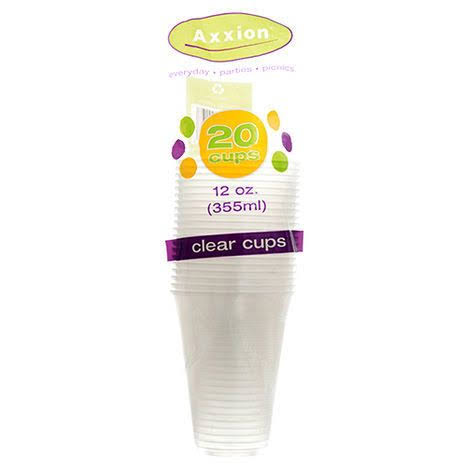 Axxion Cups 12oz 20ct Clear Plastic, Wholesale, Bulk