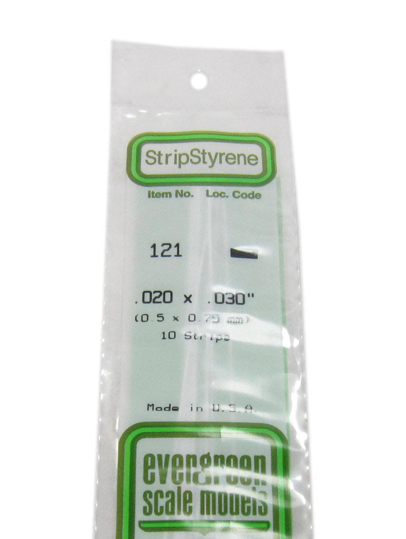Evergreen Styrene Strip 0.75 x 4.8mm .030 x 0.188" 
