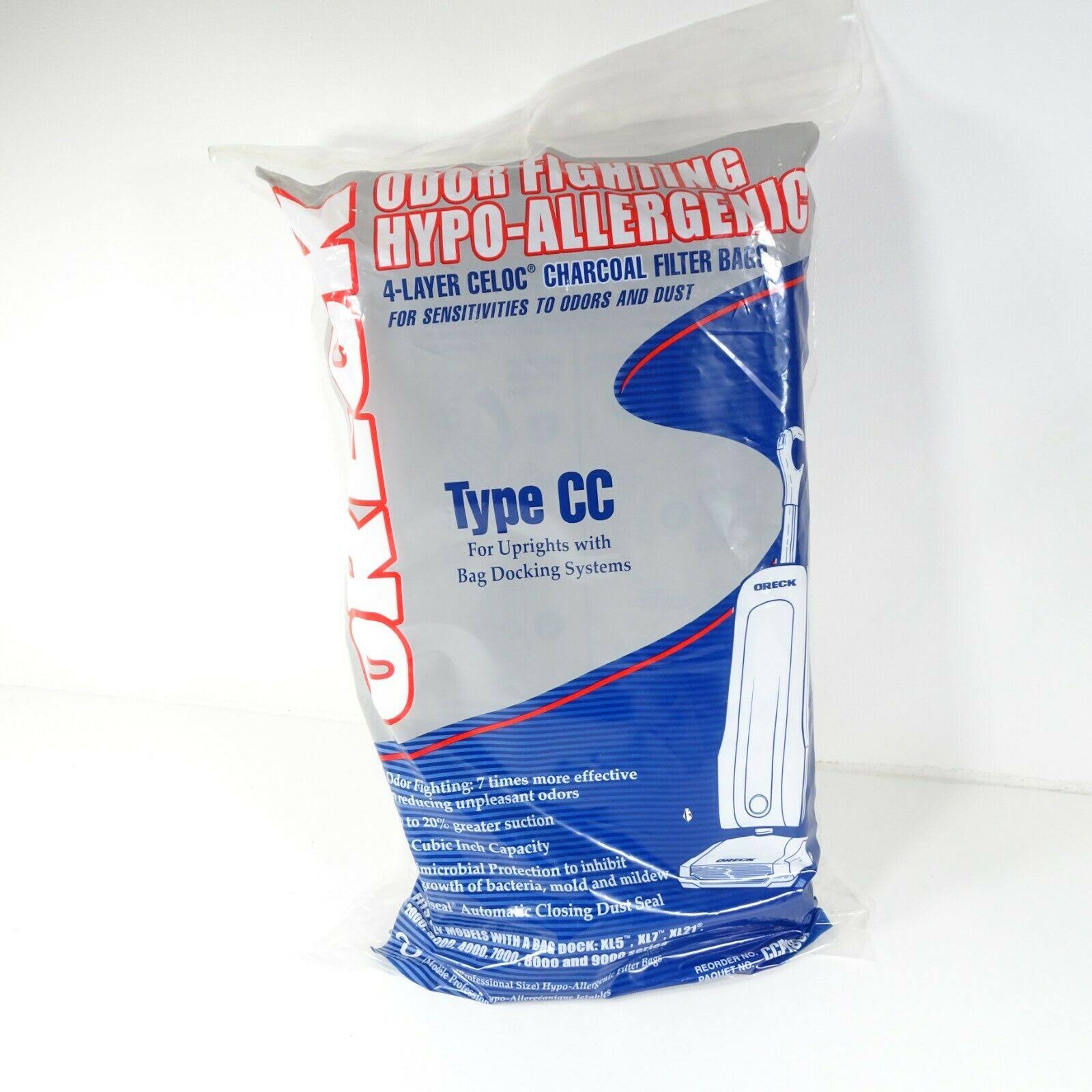 8 Oreck Hypo-Allergenic Genuine Celoc Upright Vacuum Bags Type CC
