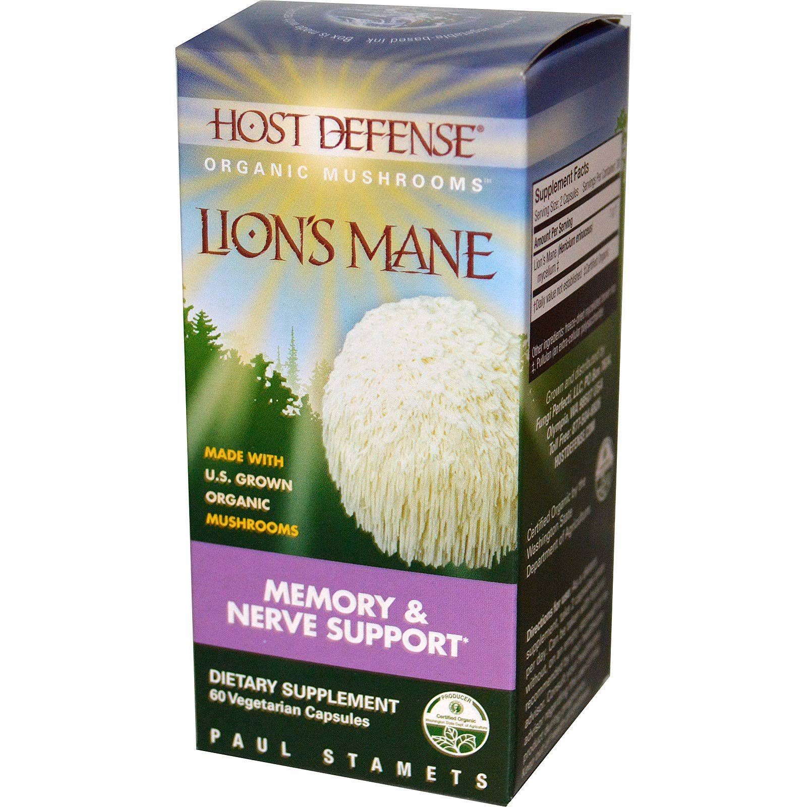 Host Defense Lion's Mane Memory & Nerve Support Dietary Supplement - 60 Capsules