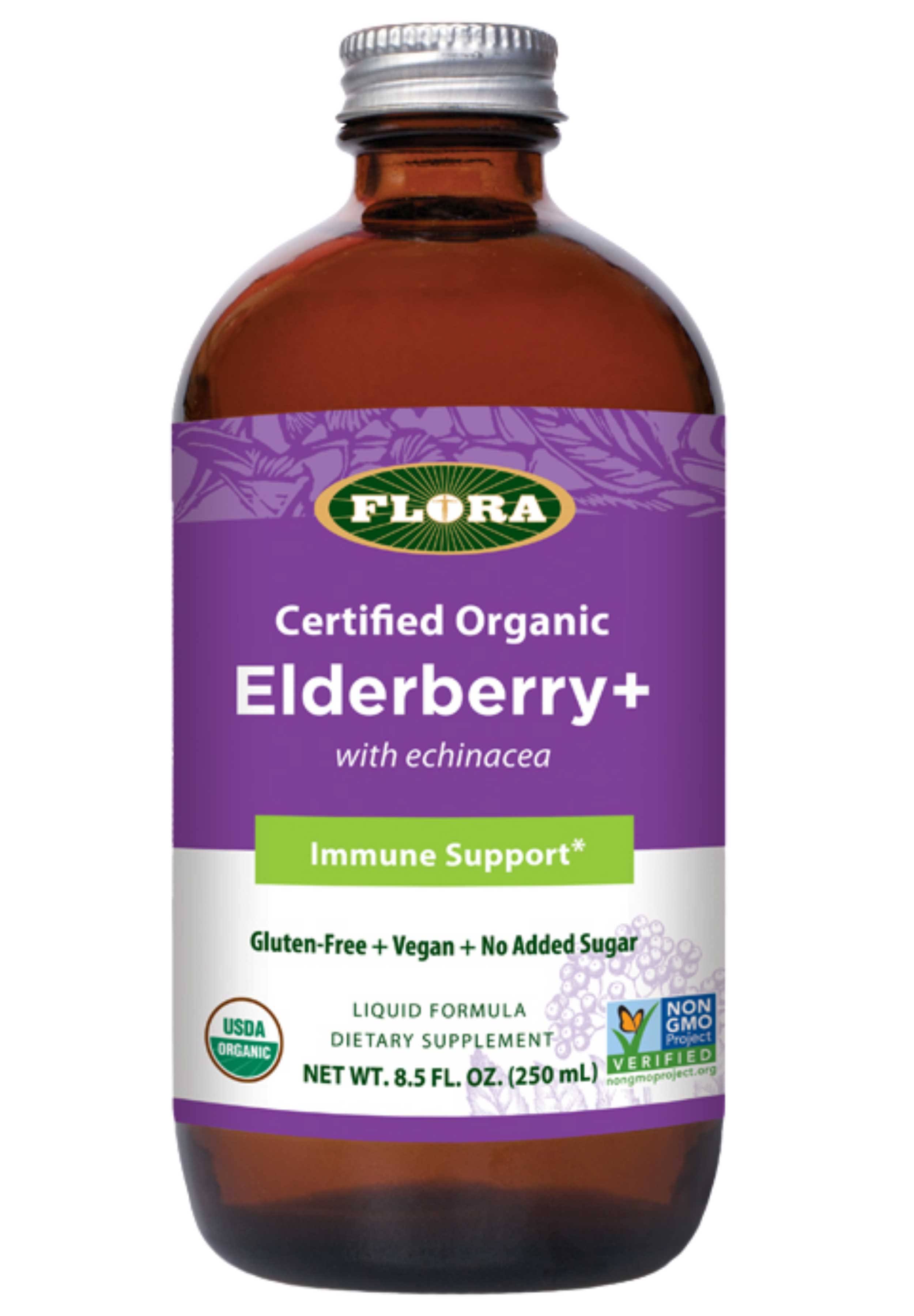 Flora, Certified Organic Elderberry+ with Echinacea, Immune Support, 8.5 fl oz (250 ml)
