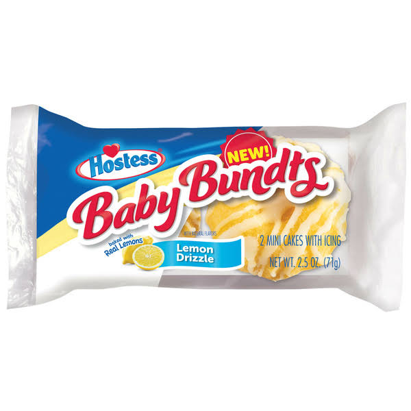 Hostess Baby Bundts, Lemon Drizzle - 2 cakes, 2.5 oz