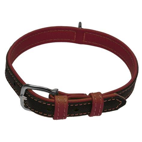Dogline Soft Leather Dual-Color Flat Collar