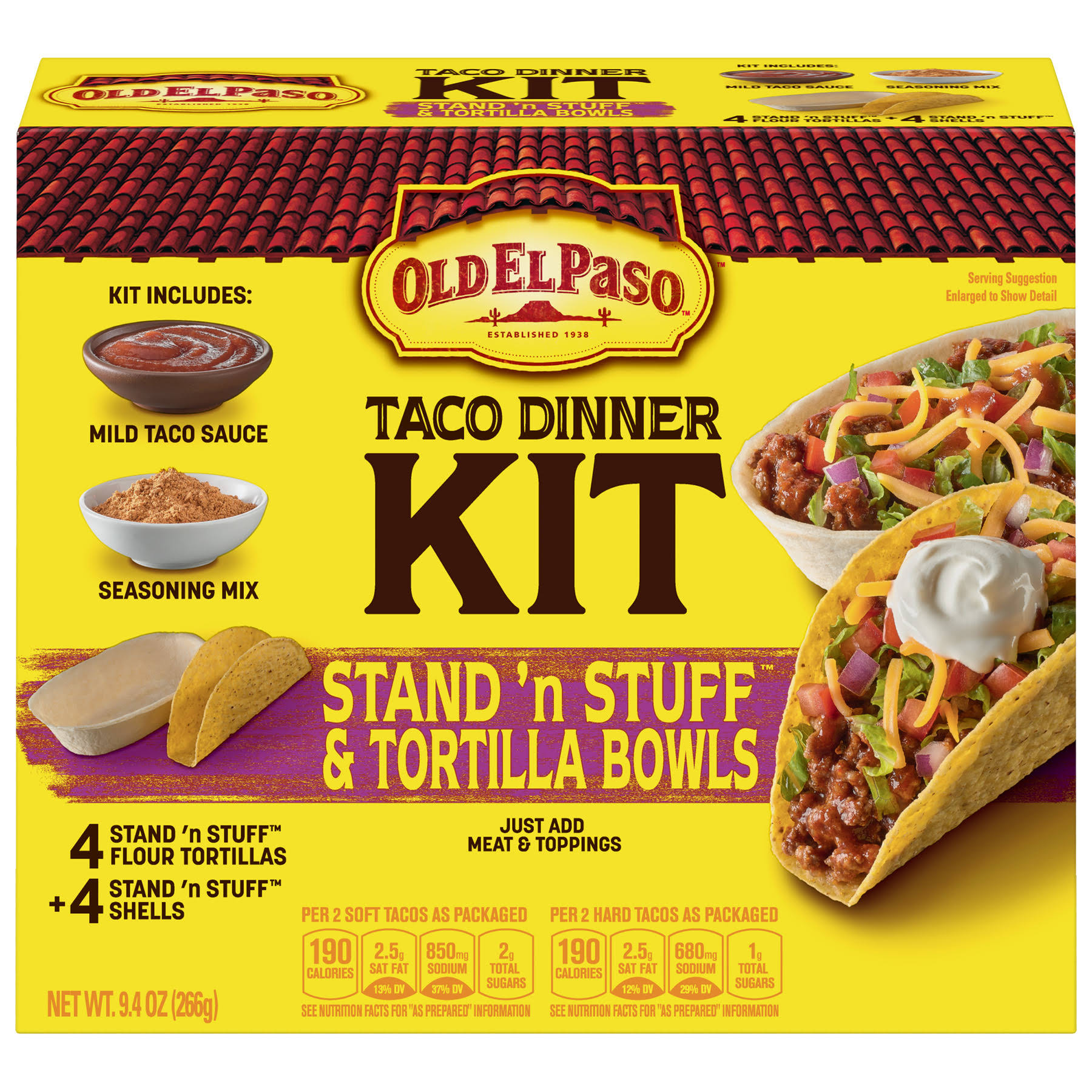 Old El Paso Stand N Stuff Hard and Soft Taco Dinner Kit - 9.4oz