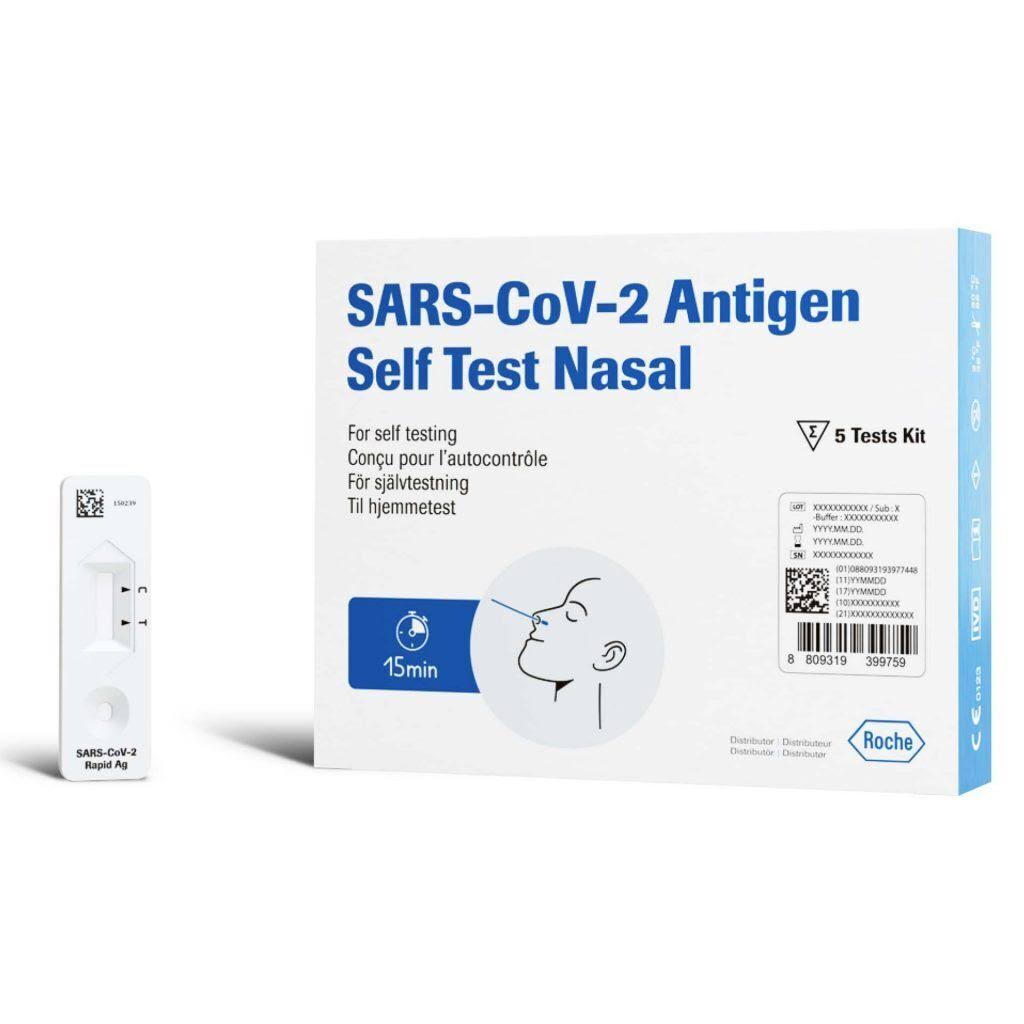 Roche Covid Nasal Lateral Flow Antigen Self Test Kit - Pack of 5
