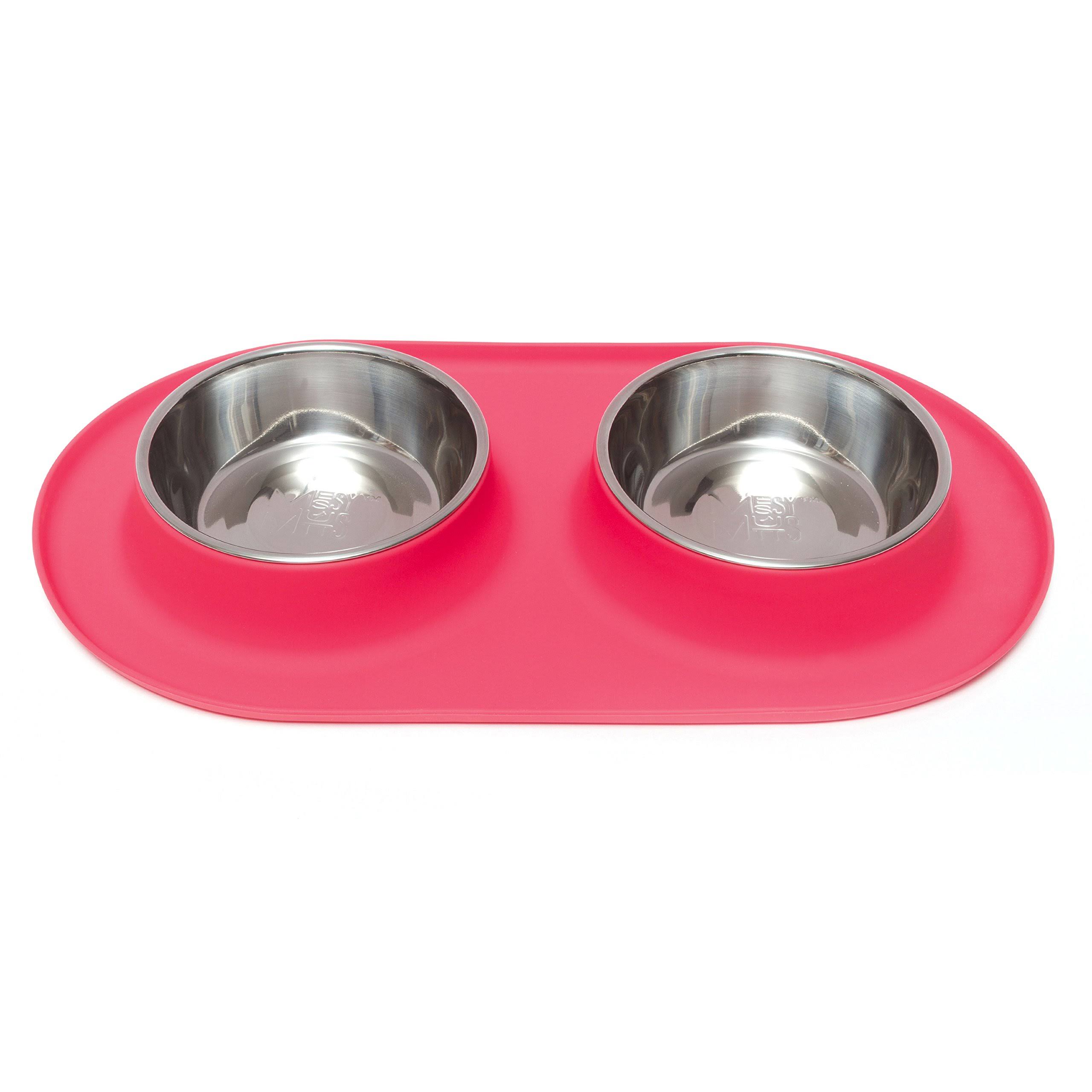 Messy Mutts Silicone Double Feeder Medium / RED.