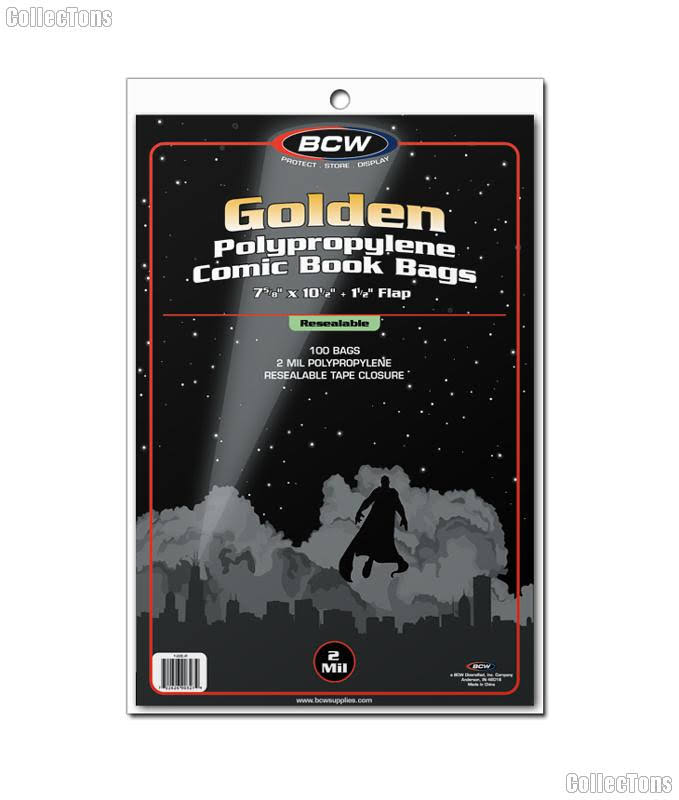 BCW Golden Polypropylene Comic Book Bag - 100 Pack