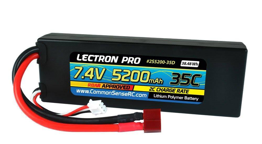 Lectron Pro Hard Case Lipo Battery Pack - 7.4V, 5200mah