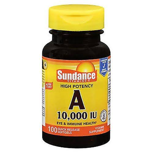 Sundance Vitamins High Potency A Quick Release Softgels,10,000 IU,100 Caps (Pack of 1)