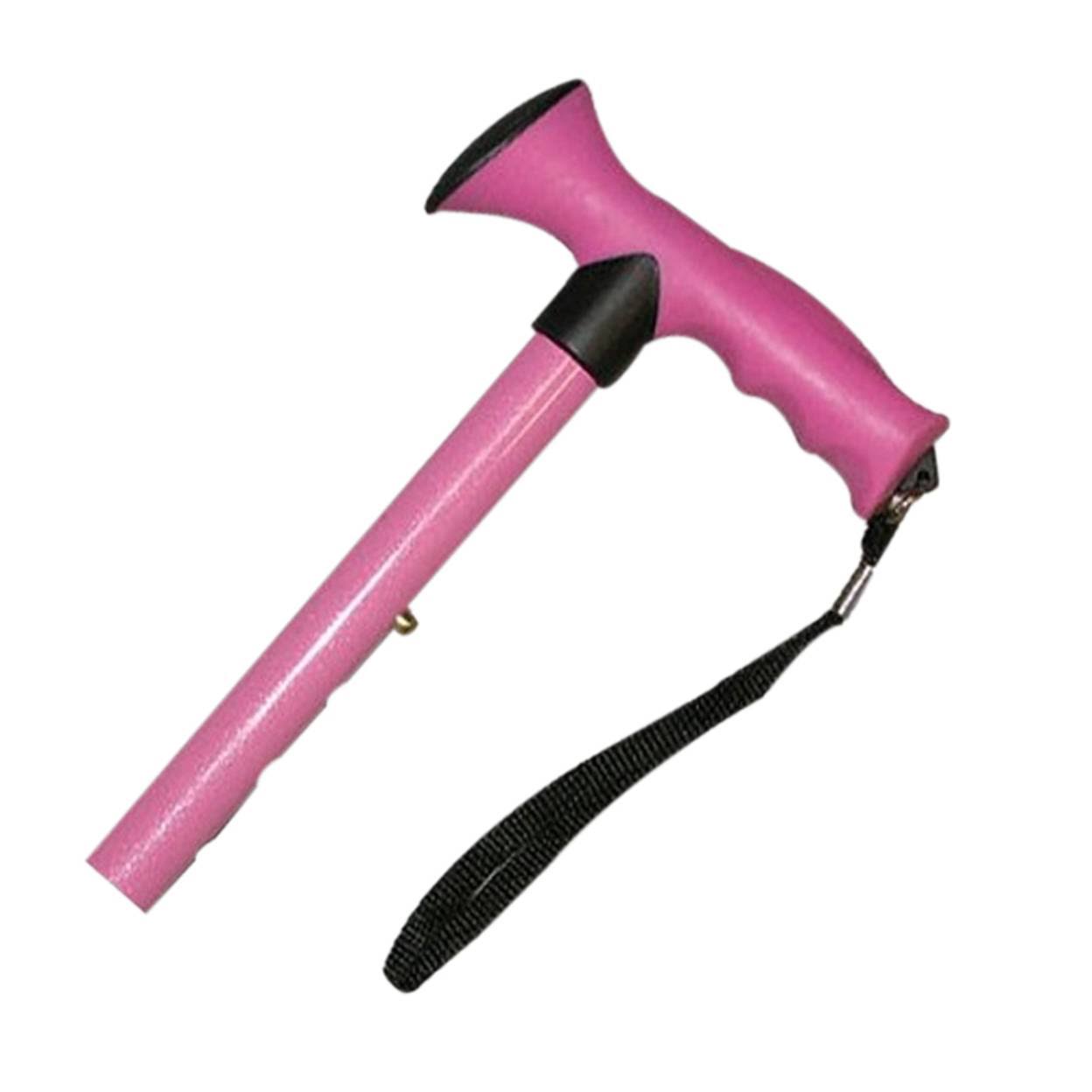 Alexorthopedic Adjustable Travel Folding Cane with Comfort Grip Handle - Pink