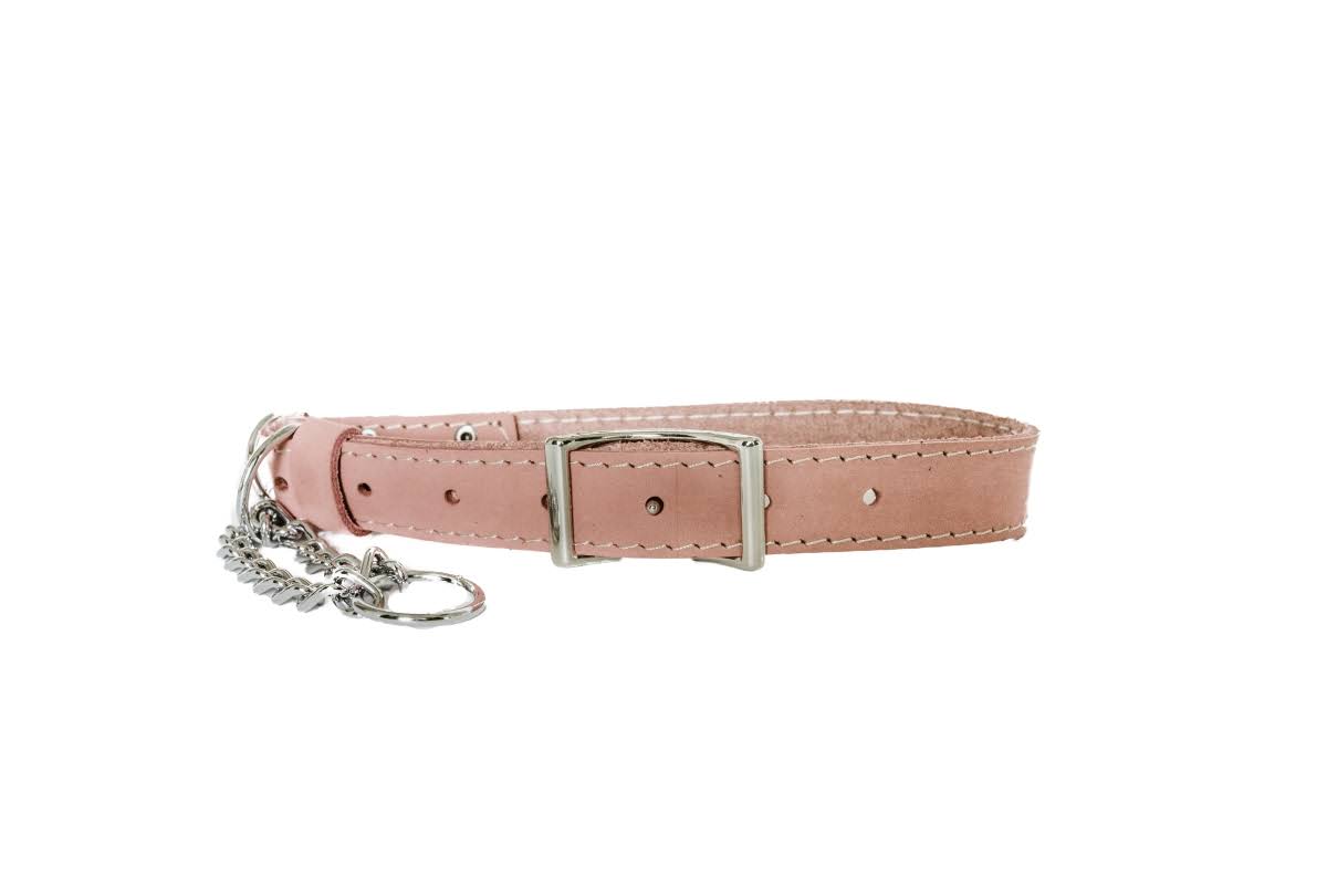 Euro Luxury Soft Leather Martingale Dog Collar - Coral, Small