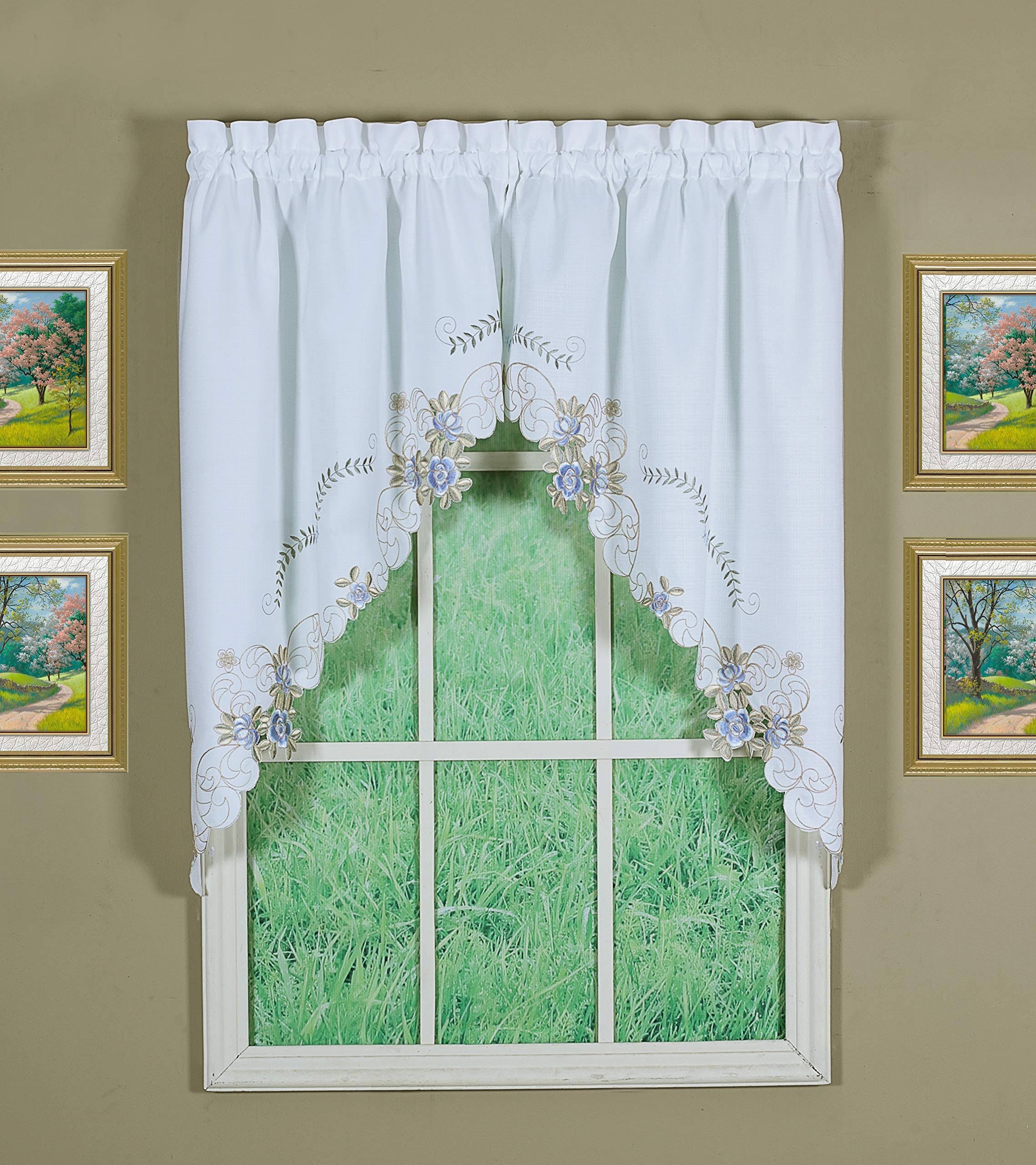 Today's Curtain Verona Reverse Embroidery Window Swag - 38"