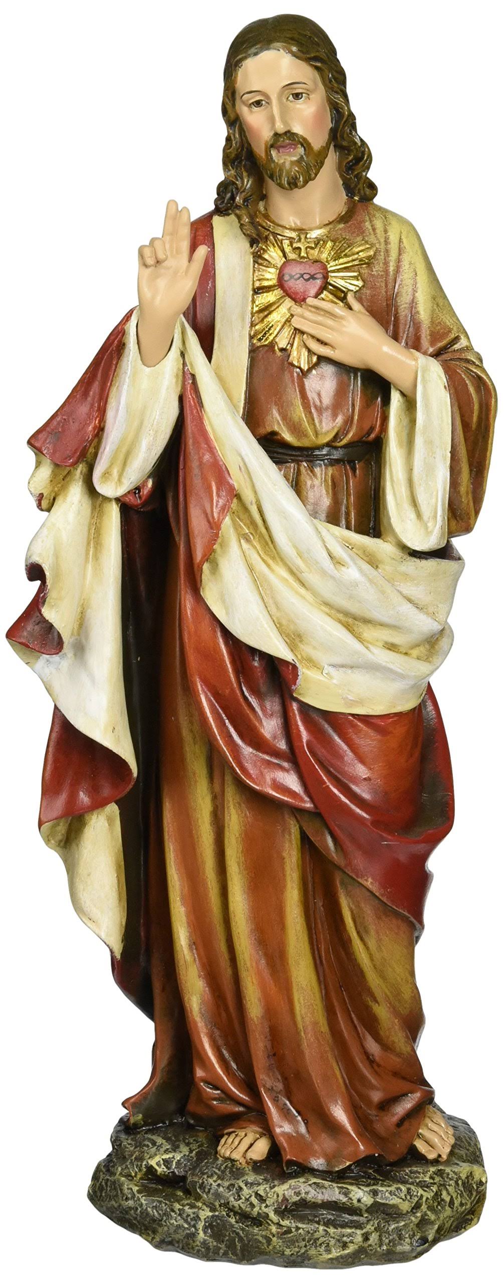 Joseph's Studio Roman Tall Sacred Heart of Jesus Figure - Made of Stone Resin and Hand Painted, 10.25"